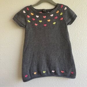 Gymboree toddler girls gray short sleeve sweater dress with embroidered hearts